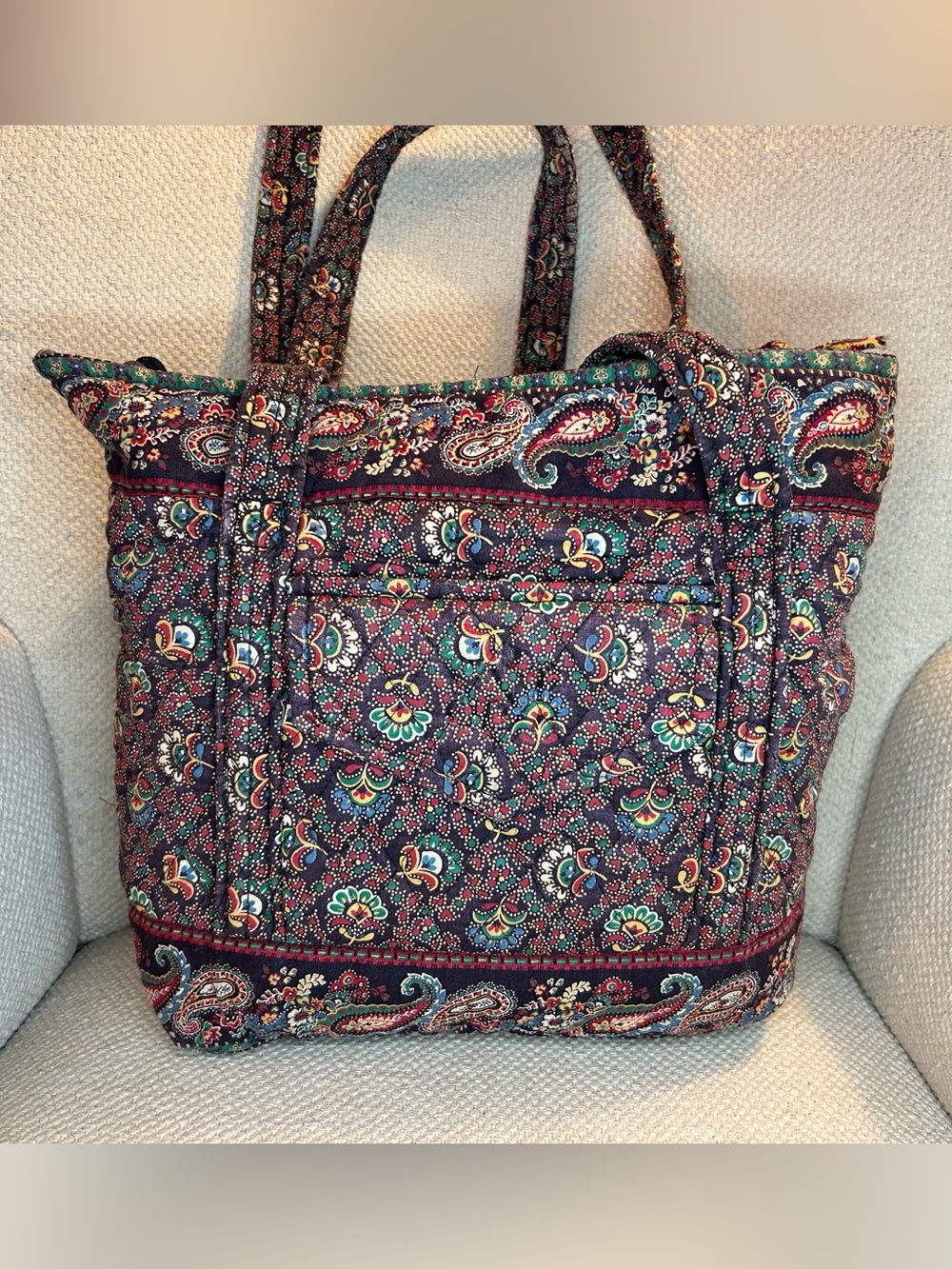 Vintage Vera Bradley Paisley Quilted Villager Tote Multicolor